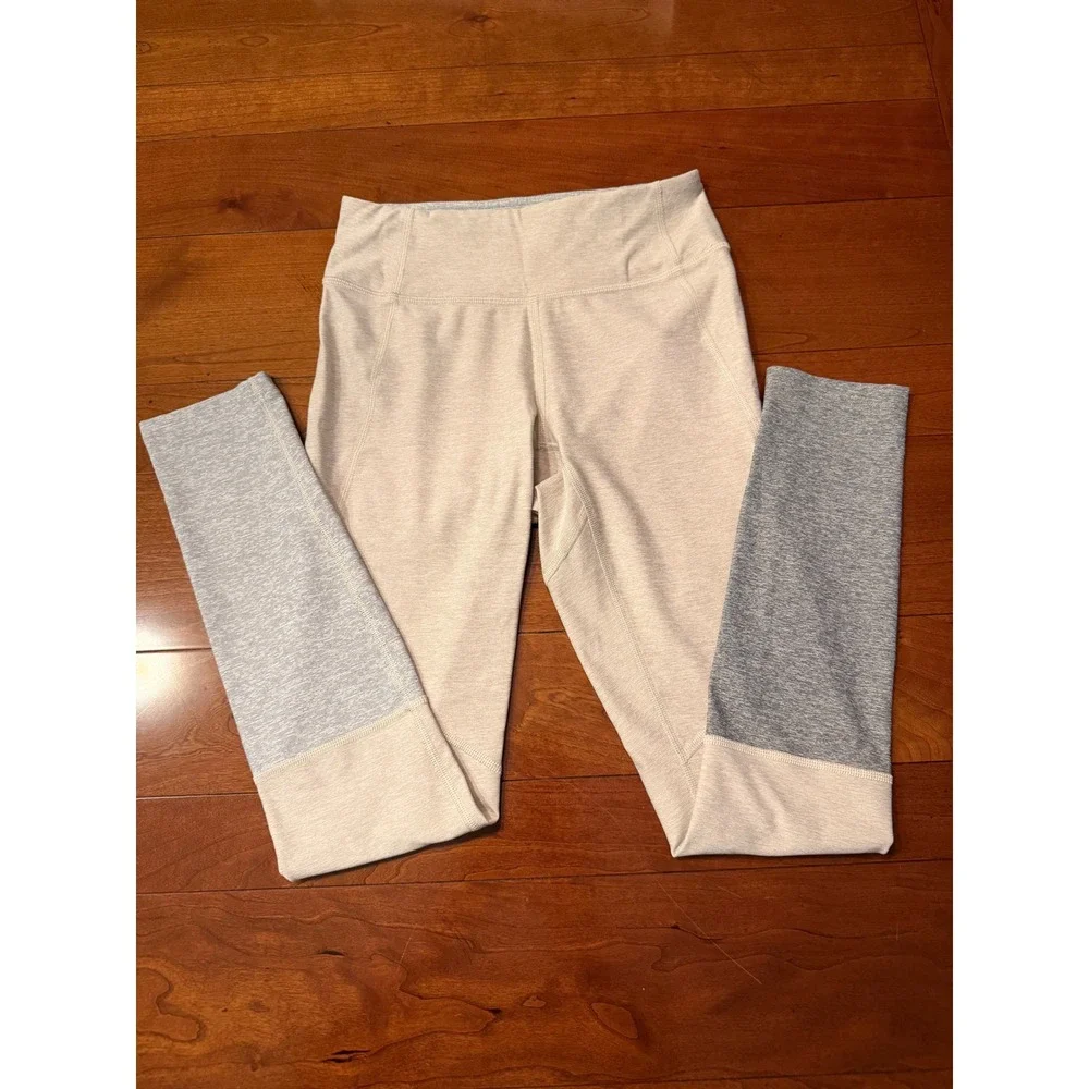 Outdoor Voices Colorblock Leggings XS Ivory Gray High Rise Athletic Yoga Pants - Picture 1 of 5